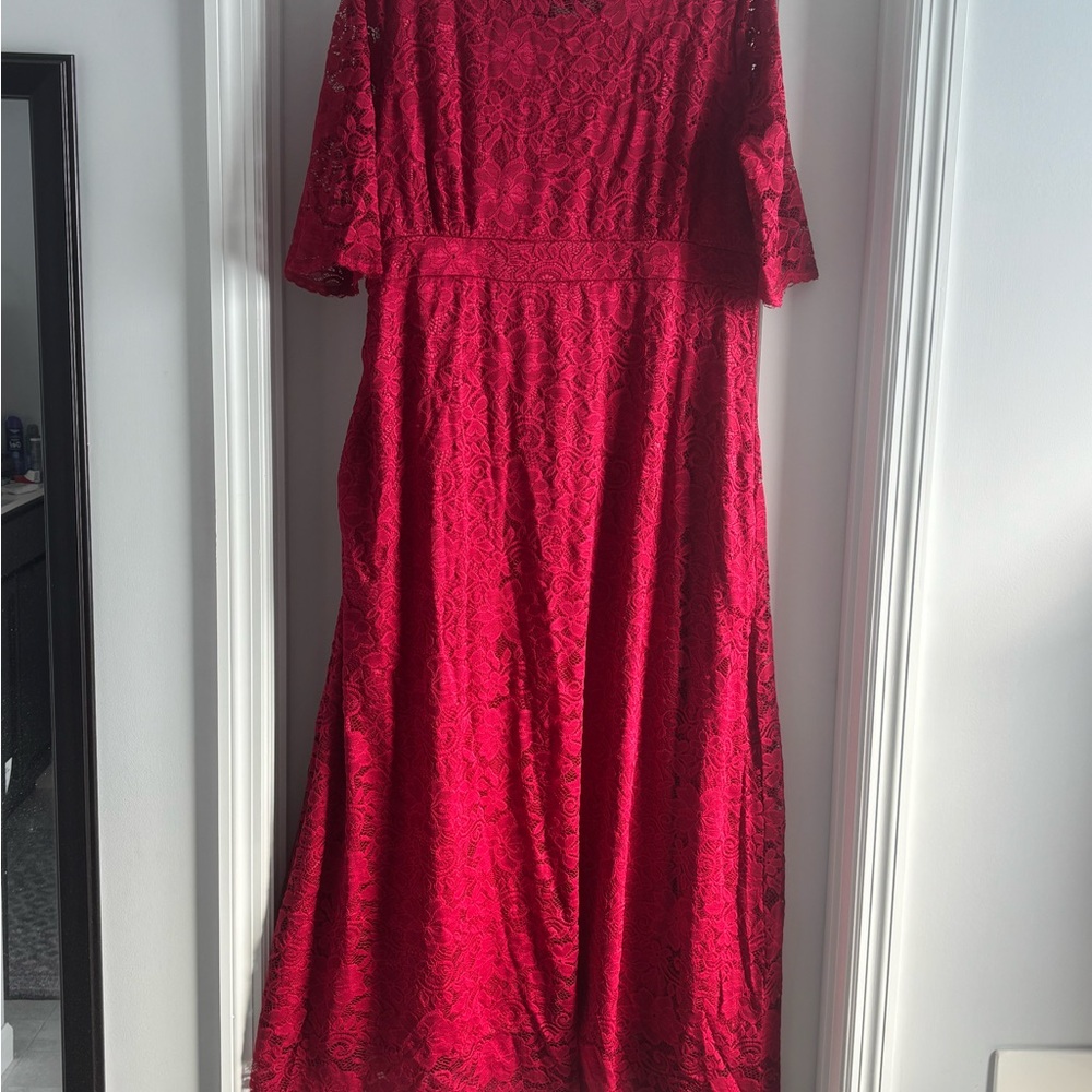 Elegant Red Lace Dress